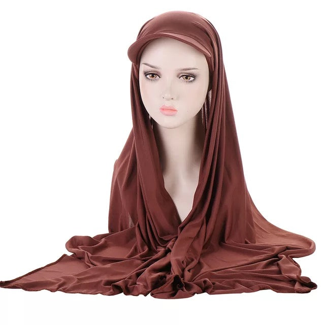 Jersey Cap Hijab-Brown