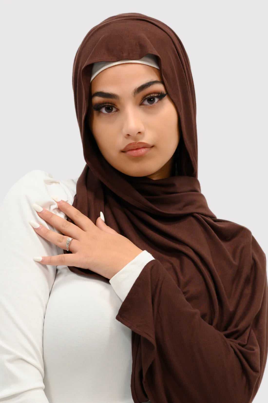 Jersey Plain Hijab-Dark Brown